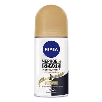 Antiperspirant Nivea "Göze görünmeýän gorag ak we gara" Ýüpek ýaly ýumşak (rolik) 50 ml